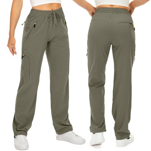 Toomett Womens Hiking Cargo Pants Quick Dry UPF50 Outdoor Pants for Women Fishing Safari Travel Pants with Pockets6608Light Green2XL - Image 3