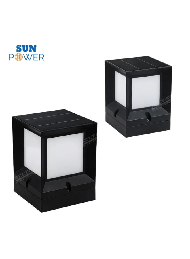 SUN POWER Garden Post Light Outdoor Solar Column Lamp Square-shaped Post Light Glass Lantern Waterproof Park Gate Backyard Pathway Solar Powered Bracelet Headlight (3watt 20cm) - Image 3