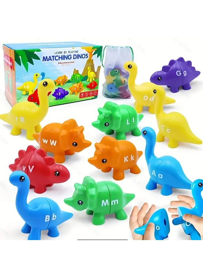 10 قطع ديناصور مزدوج الجوانب لمطابقة الحروف والأرقام لعبة تعليمية لمهارات الحركة - Image 2