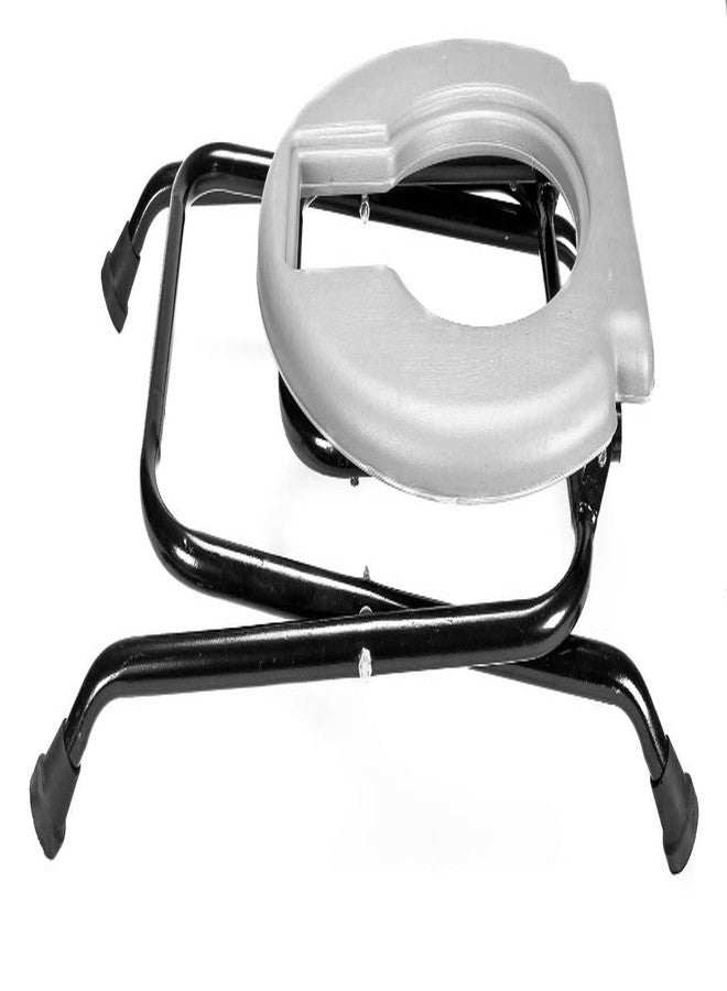 PHYSIQO Solid Commode Chair With Toilet Seat Comfortable Safe Toilet Stool White - Image 4