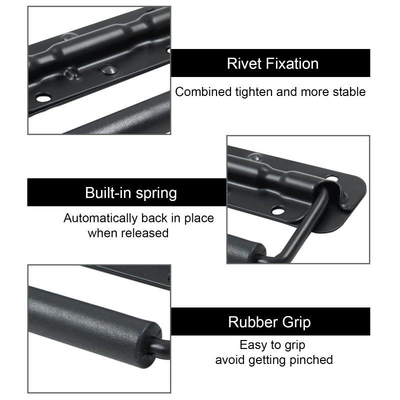 LifCratms 2Pcs Black Spring Loaded Case Handles, 304 Stainless Steel Surface Mount Chest Handle with Rubber Grip, Heavy Duty Cabinet Pulls Hardware for Toolbox Chest Case (122mm / 4.82") - Image 4