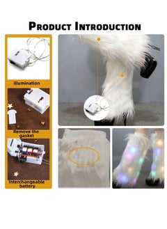 SYOSI دفايات الساق المضيئة LED للنساء، جوارب رقص نيون ناعمة من الثمانينيات، جوارب نسائية من الفرو المضيء LED، أزياء رقص، ملابس متوهجة، ملابس Burning man، إكسسوارات، ملابس مضيئة  - Image 3
