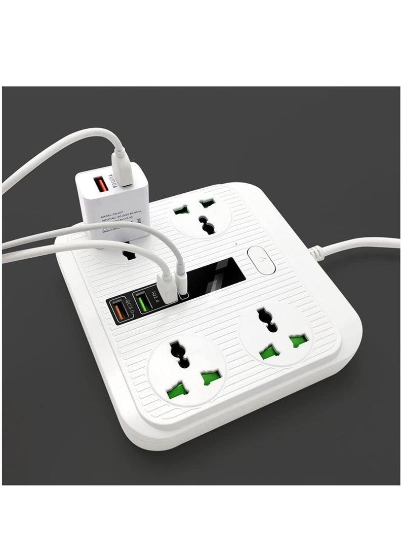Generic - Power Strip Surge Protector with USB - Extension Cord Flat Plug with Widely 4 AC Outlet and 3 USB 1 PD, LED Small Desktop Station with 6 ft Power Cord, Compact Socket for Travel, Home and Office - Image 1