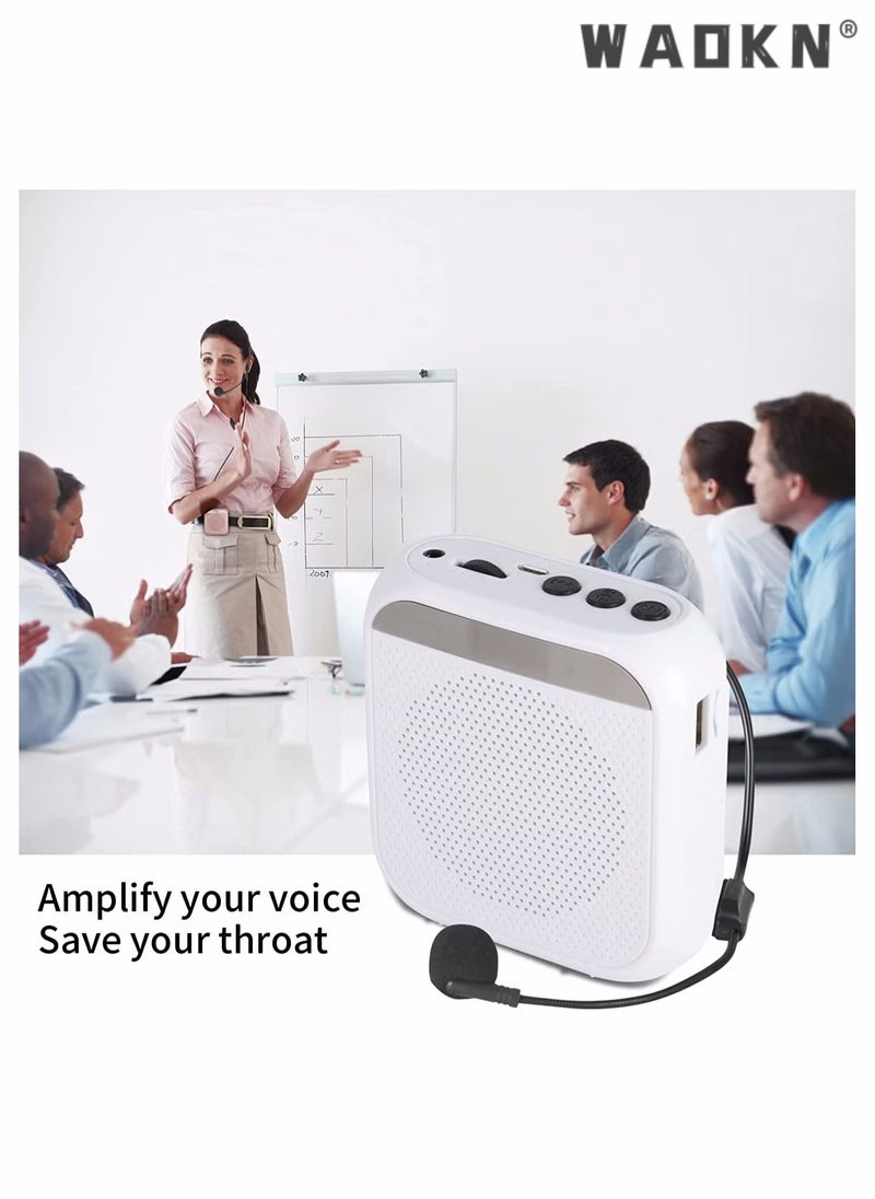 WAOKN Voice Amplifier with Wired Microphone Headset, Portable Rechargeable PA System Speaker Personal Microphone Speech Amplifier, Loudspeaker for Teachers, Tour Guides/Coaches Metting/Yoga/Fitness (White)  - Image 5