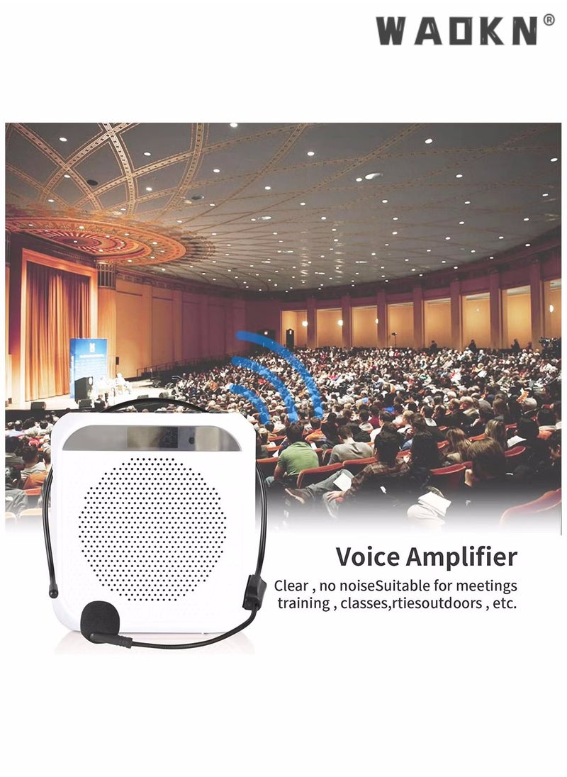 WAOKN Voice Amplifier with Wired Microphone Headset, Portable Rechargeable PA System Speaker Personal Microphone Speech Amplifier, Loudspeaker for Teachers, Tour Guides/Coaches Metting/Yoga/Fitness (White)  - Image 3