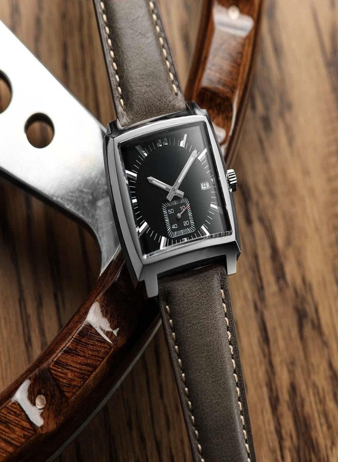WatchGecko Whitby Vintage Padded Leather QR Watch Strap [Dark Grey, 22mm] - Image 2