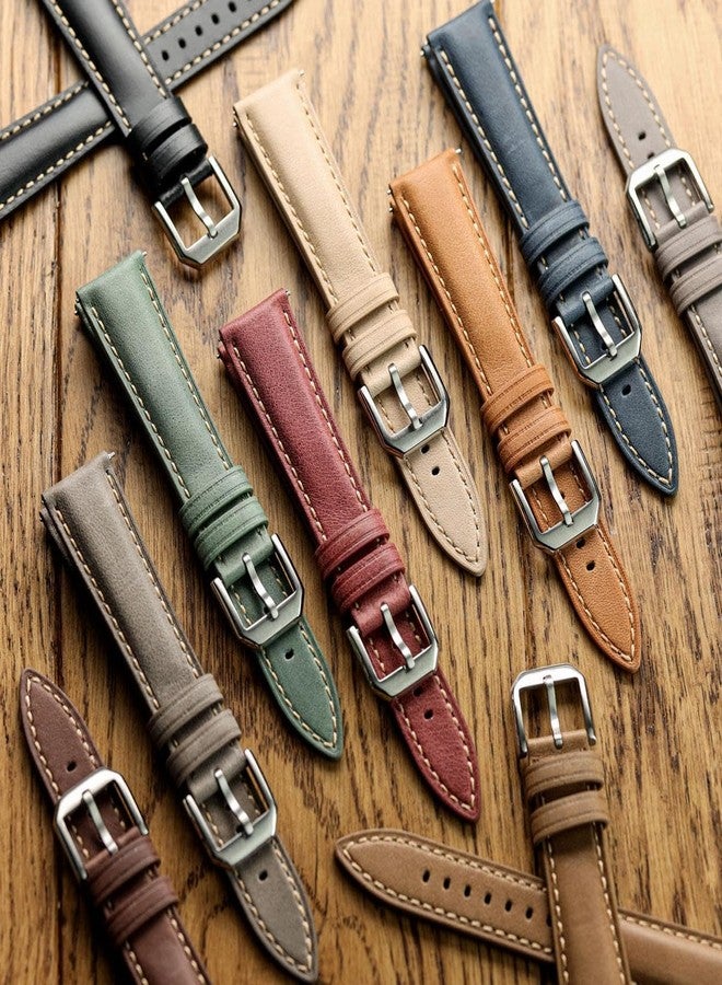 WatchGecko Whitby Vintage Padded Leather QR Watch Strap [Dark Grey, 22mm] - Image 3