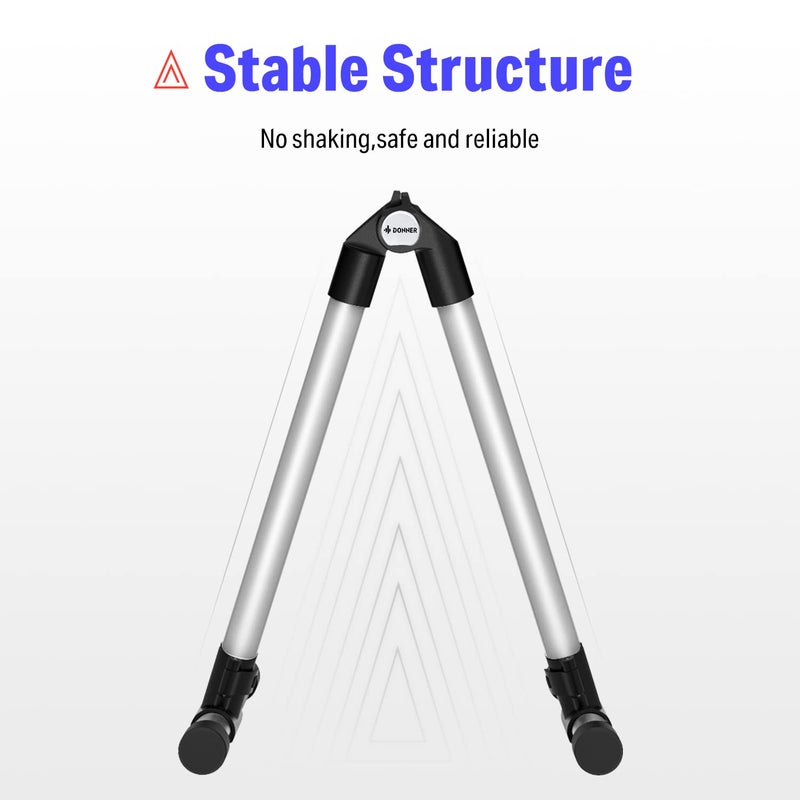 Donner Guitar Stand, Adjustable Folding Acoustic Electric Guitar Stands Floor, Classical Metal Travel Stand for Bass Mandolin Bass Banjo Ukulele (Silver) - DS-1 - Image 2