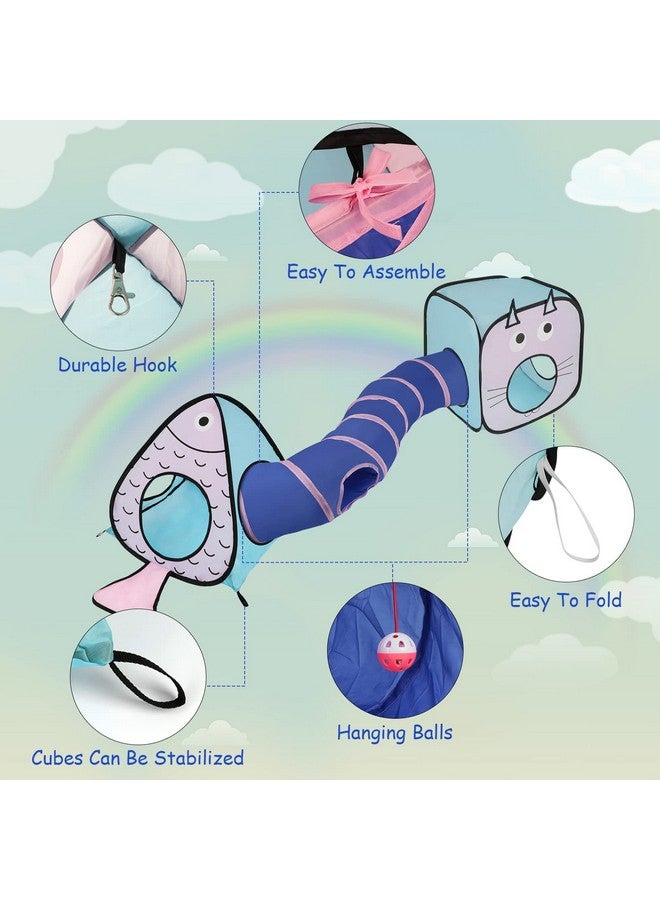 Rypet Cat Toy Tunnel and Cubes Bundle - Interactive Crinkle Collapsible Cat Tube and Foldable Cubes Playground for Kitty, Rabbit, Puppy, Ferret Hiding Hunting and Resting - Image 3