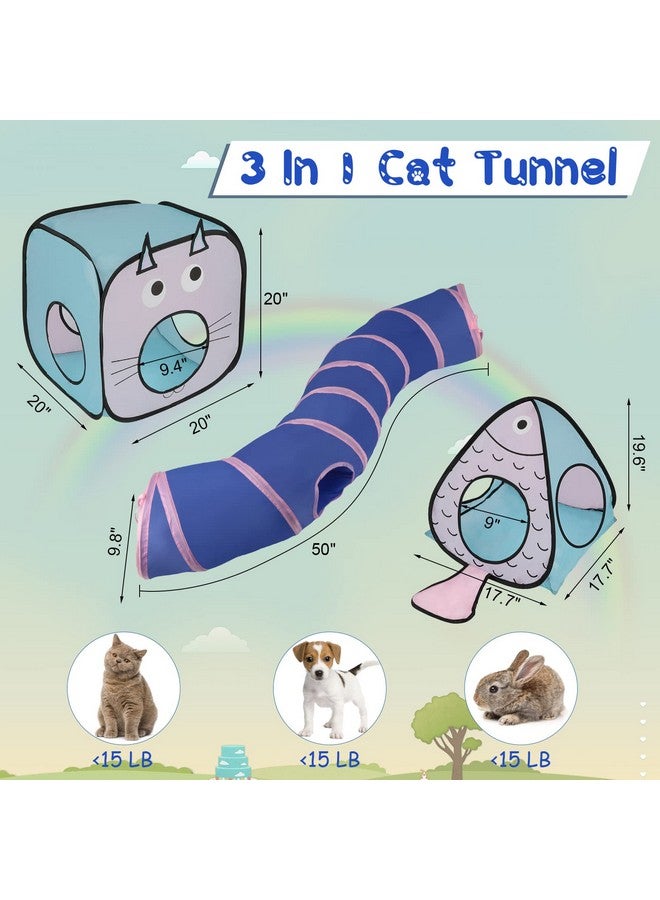 Rypet Cat Toy Tunnel and Cubes Bundle - Interactive Crinkle Collapsible Cat Tube and Foldable Cubes Playground for Kitty, Rabbit, Puppy, Ferret Hiding Hunting and Resting - Image 2