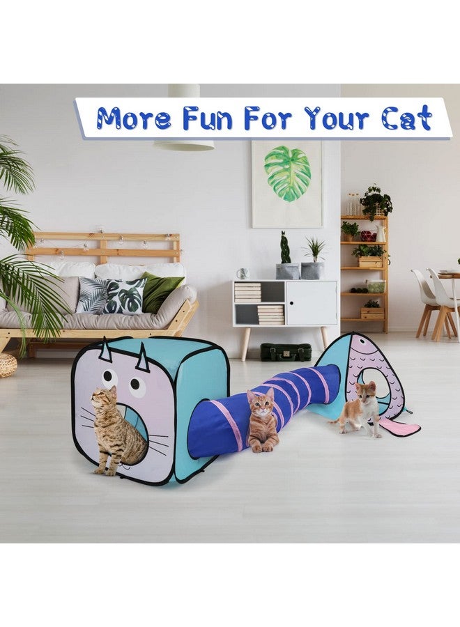 Rypet Cat Toy Tunnel and Cubes Bundle - Interactive Crinkle Collapsible Cat Tube and Foldable Cubes Playground for Kitty, Rabbit, Puppy, Ferret Hiding Hunting and Resting - Image 4
