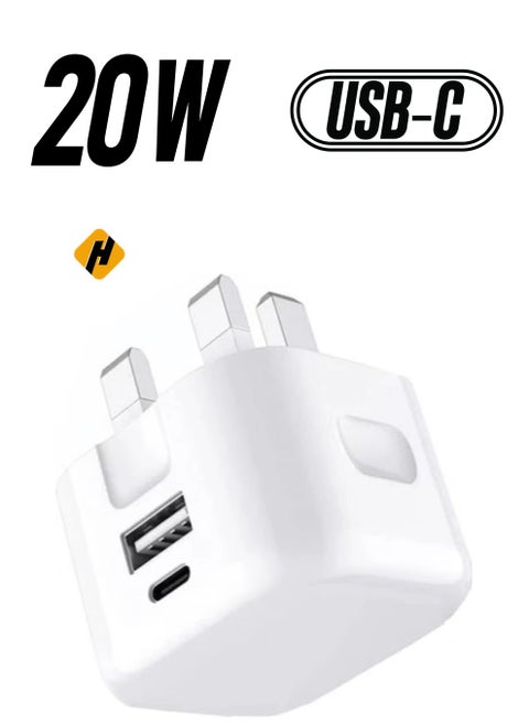 Galaxy A04 / A04s / A04 Core USB C Charger Plug 20W Dual Port USB C Fast Charger PD&QC 3.0 USB C Charging Plug Power Delivery Wall Adapter For Samsung Galaxy A04 / A04S / A04 Core (WHITE)