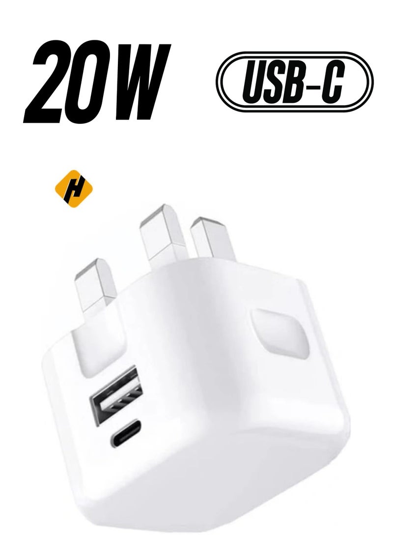 Galaxy A04 / A04s / A04 Core USB C Charger Plug 20W Dual Port USB C Fast Charger PD&QC 3.0 USB C Charging Plug Power Delivery Wall Adapter For Samsung Galaxy A04 / A04S / A04 Core (WHITE)