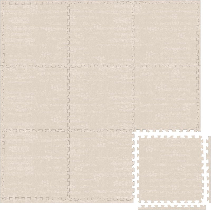 Play Platoon Non-Toxic Large Baby Play Mat for Floor 16 Tile 96 x 96 inch - Extra-Thick Interlocking Foam Floor Tiles 24 x 24 in Puzzle Mat Pieces with Border, Playmat Rug for Kids - Brushed Cotton - Image 1