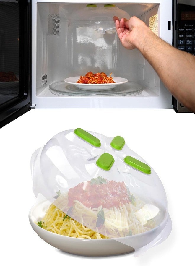 HOVER COVER Magnetic Microwave Cover for Food | Clear Microwave Splatter Cover | Microwave Plate Cover with Steam Vents | Food Grade Dish Cover | BPA-Free | Dishwasher Safe | Green - Image 2