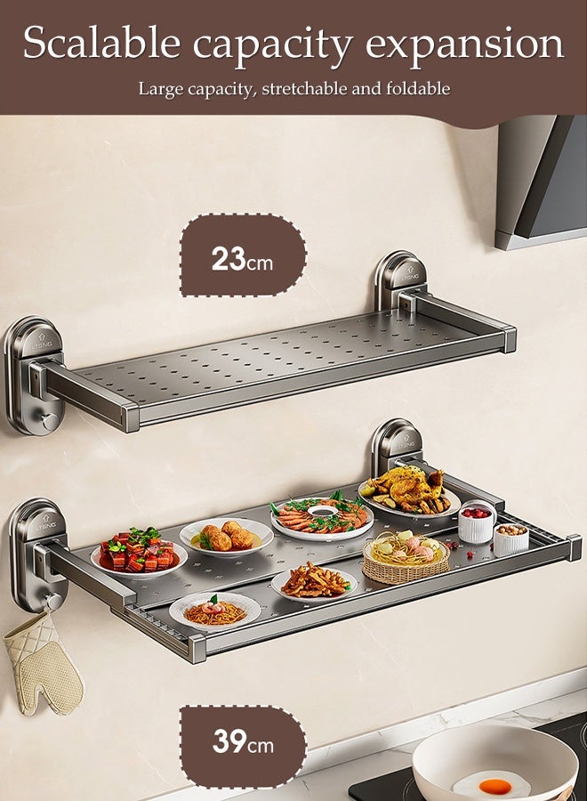 DUNISO Wall Mounted Suction Cup Kitchen Prep Station，Multi Functional Foldable Expandable Dish Rack，Easy Installation,Waterproof And Rust Proof,Sturdy And Durable，Removable，Suitable For Kitchen, Living Room, Bedroom，Bathroom - Image 4