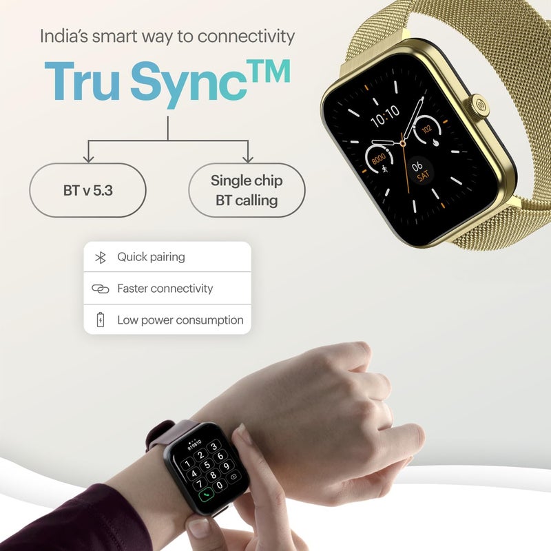 Noise Roll over image to zoom in Pulse 2 Max 1.85" Display, Bluetooth Calling Smart Watch, 10 Days Battery, 550 NITS Brightness, Smart DND, 100 Sports Modes, Smartwatch for Men and Women (Gold Link) - Image 3