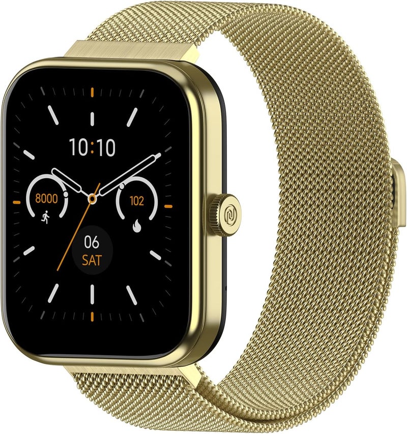 Noise Roll over image to zoom in Pulse 2 Max 1.85" Display, Bluetooth Calling Smart Watch, 10 Days Battery, 550 NITS Brightness, Smart DND, 100 Sports Modes, Smartwatch for Men and Women (Gold Link) - Image 1