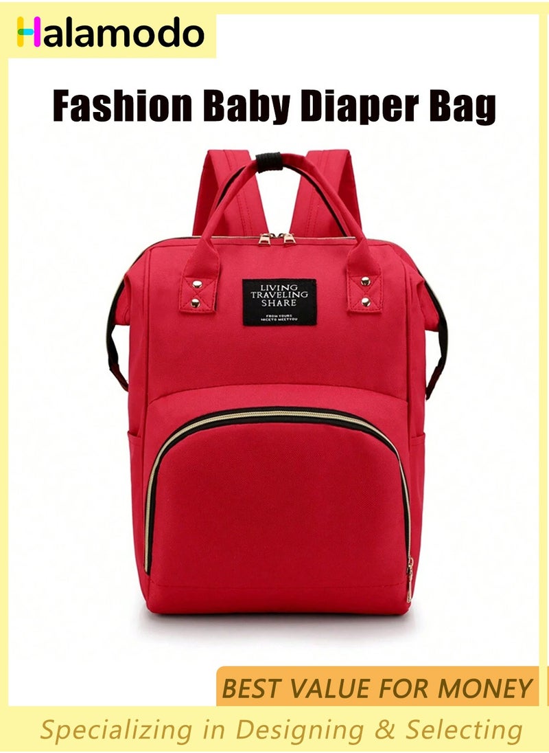 HALAMODO - Red Baby Diaper Bag Backpack, Waterproof Large Multifunction Backpack, Capacity Baby Bag for Boys and Girls - Image 1