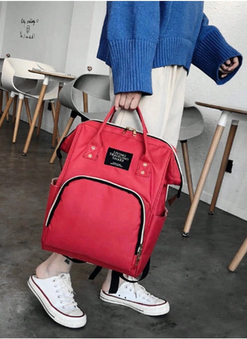 HALAMODO - Red Baby Diaper Bag Backpack, Waterproof Large Multifunction Backpack, Capacity Baby Bag for Boys and Girls - Image 1