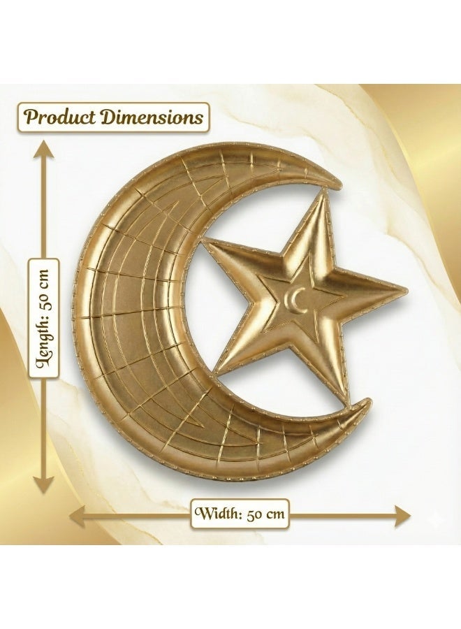 Crescent Moon & Star Multi-Use Decor Tray, 50 cm, Wall Hanging or Large Snack Serving Plate for Dates, Nuts & Ramadan Sweets, Home Hospitality Decoration - Image 5