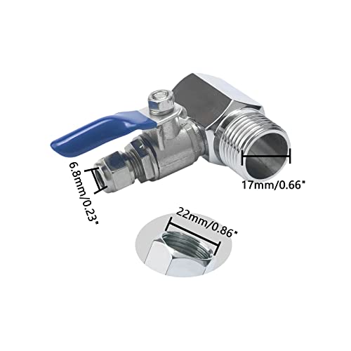 JIUWU RO Feed Water Adapter PT 1/2-Inch(3/4'') to 1/4-Inch Ball Valve Faucet Tap Feed Reverse Osmosis - Image 3