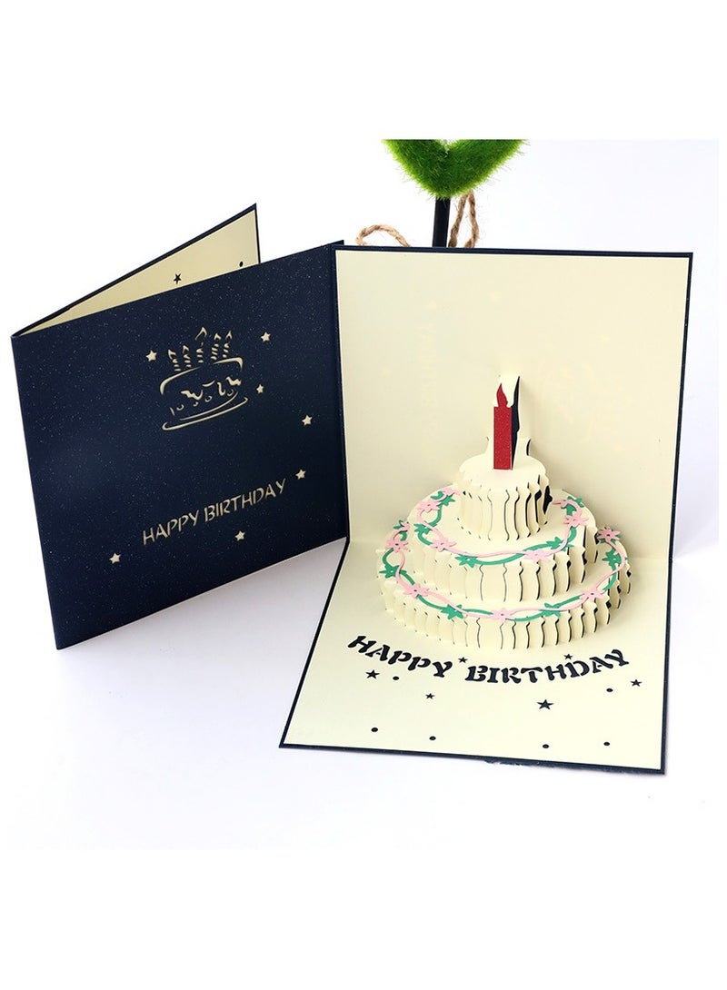 3D Birthday Card,Pop up Happy Birthday Cake Greeting Cards,Handmad Pop Out Cards with Envelope (Blue) - Image 1
