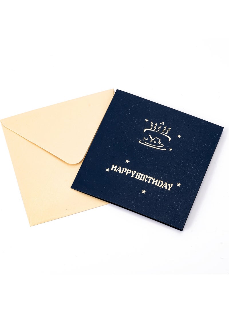 3D Birthday Card,Pop up Happy Birthday Cake Greeting Cards,Handmad Pop Out Cards with Envelope (Blue) - Image 5