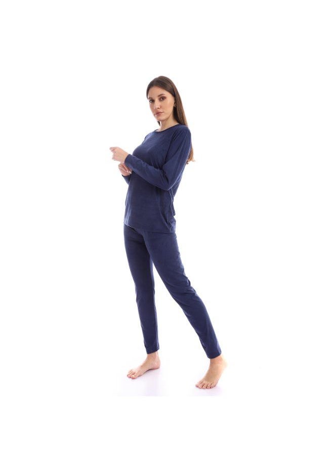 kady - Soft Fleece Pyjama Set - Navy Blue - Image 1