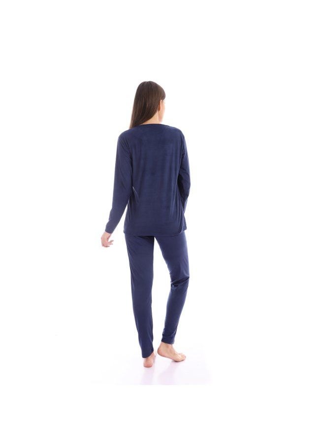 kady - Soft Fleece Pyjama Set - Navy Blue - Image 1