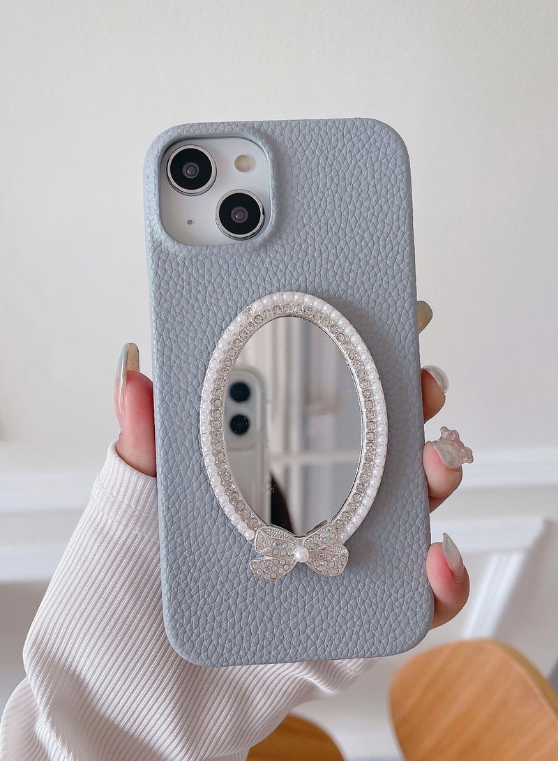 Suteni Back Cover Card Slots Leather Phone Case with Mirror for Samsung