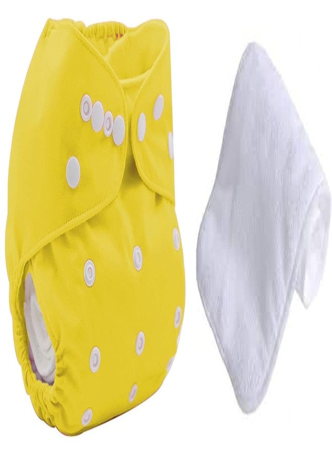 Kritiu Adjustable Reusable Washable Cloth Diaper With Insert Pad for Baby Girls & Boys | Eco-Friendly & Soft | One-Size Fits All | Ideal for Newborns to Toddlers | Yellow-1, Set of 2 - Image 1