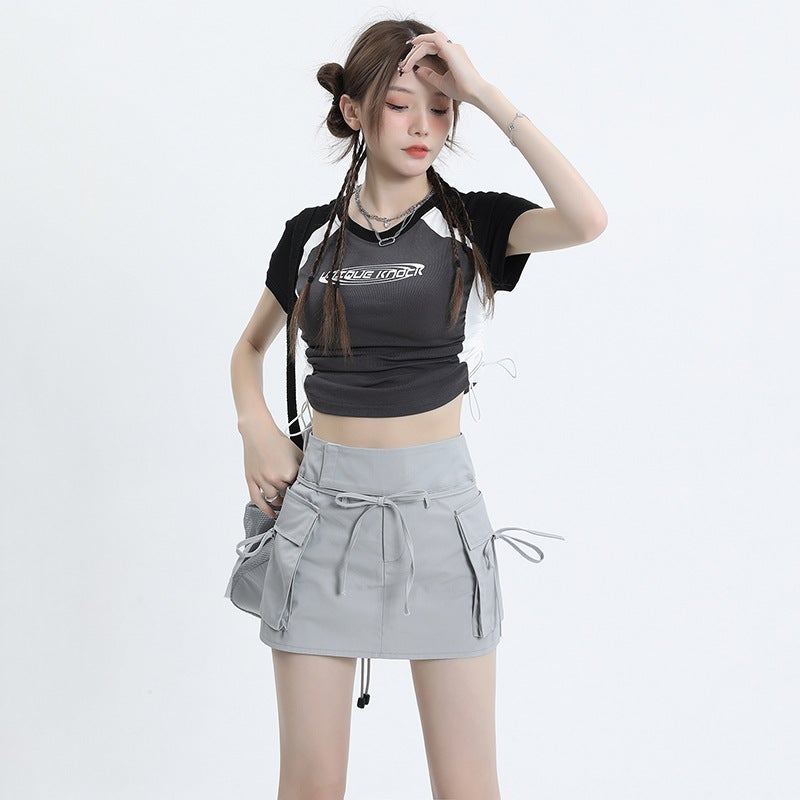 Spice Girls High Waist Slimming All-match Workwear Skirt Womens 2024 Summer Design Sense Fashion Sexy Hip Skirt light gray