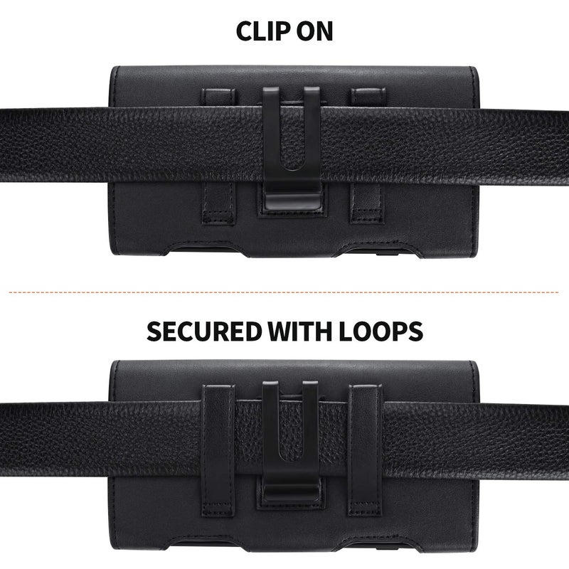 BECPLT for Galaxy S25 Ultra S24 Ultra S23 Ultra S22 Ultra 5G Note 20 Ultra 5G Note 10+ Plus 5G Holster Black Leather Carrying Cell Phone Holder Belt Clip Holster Case Pouch for Galaxy A14 5G S21 Ultra - Image 5