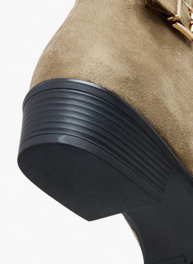 سيليست بوت نسائي بكعب عريض مزين بإبزيم وإغلاق بسحاب - Image 5