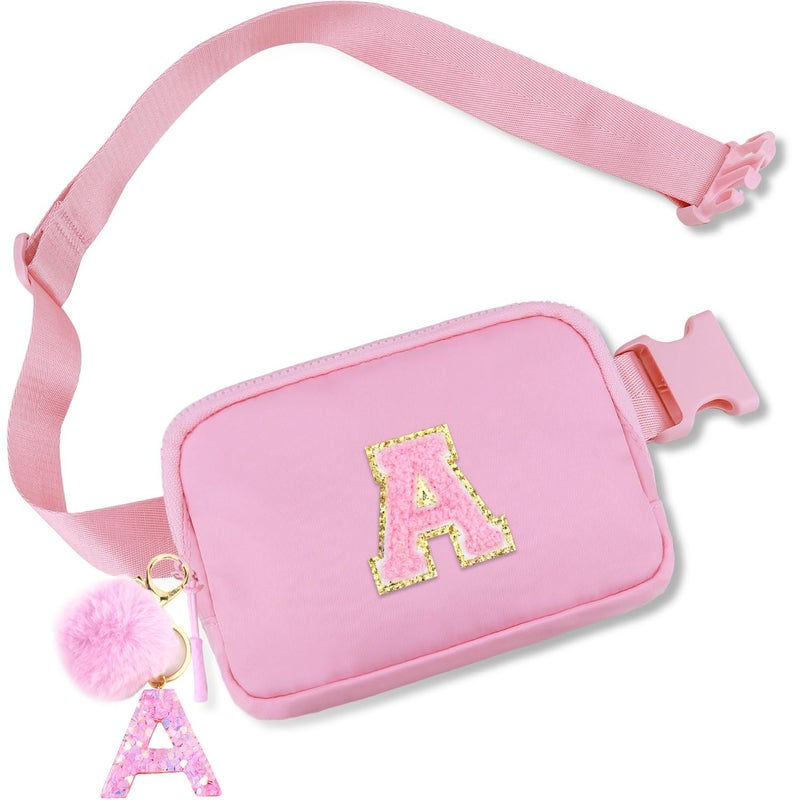 Luchike Belt Bag for Girls Birthday Gifts - Girls Fanny Pack Crossbody Bag Gifts for Daughter Sister Friends Teen with Initia Keychain Necklace A - Image 1