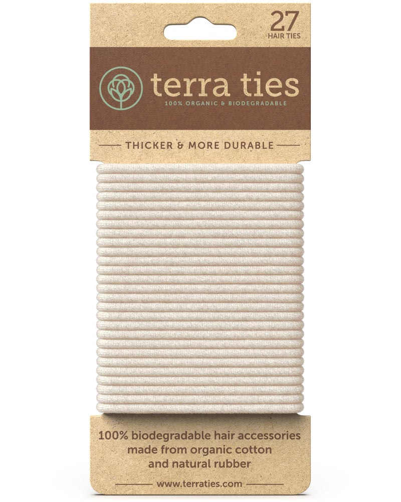 Terra Ties BIODEGRADABLE Elastic Hair Ties for Women Men Organic No Crease Blonde Hair Tie Ponytail Holders and Hairties for Buns Plastic Free Hairbands for Women and Mens Hair 5mm 27 count - Image 2