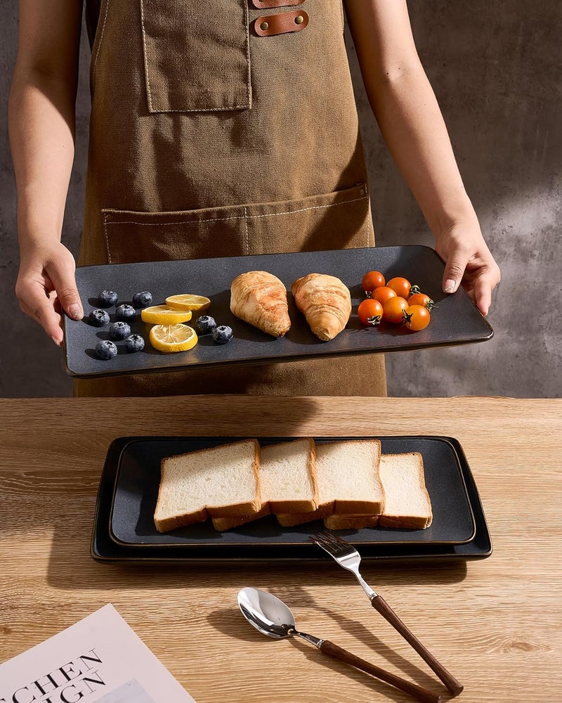 Famiware Rectangular Serving Platters Set - 3 Sizes, Dishwasher Safe, Matte Dark Charcoal - Image 3