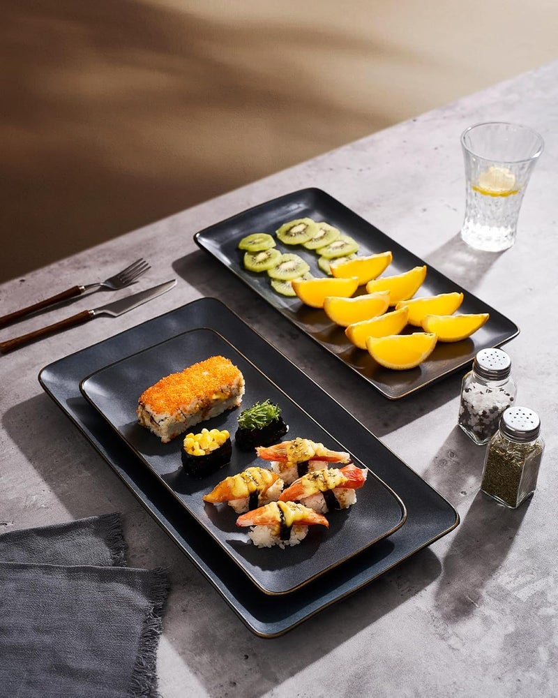 Famiware Rectangular Serving Platters Set - 3 Sizes, Dishwasher Safe, Matte Dark Charcoal - Image 4