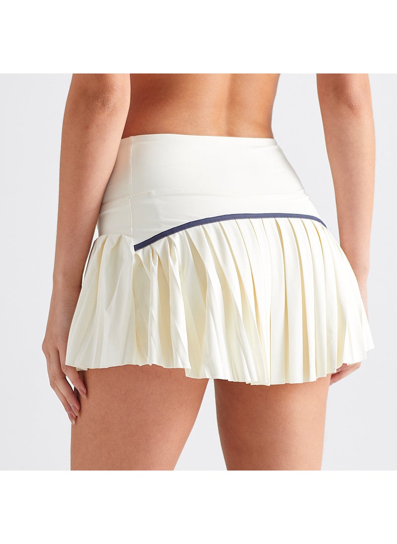 Sporty Tennis Skort Womens Running Shorts Breathable Quick Dry Fitness Mini Skirt Summer Outdoor Activities Gymwear Pearl Yellow  - Image 1