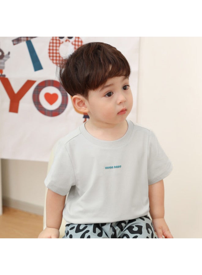 Luson Baby Boy Short Sleeve T-shirt, Solid Color Versatile, Summer New Style, Quick-dry Cool Feeling Infant Top - Image 3