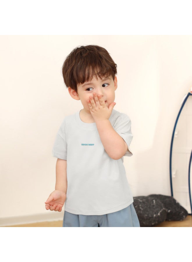 Luson Baby Boy Short Sleeve T-shirt, Solid Color Versatile, Summer New Style, Quick-dry Cool Feeling Infant Top - Image 1