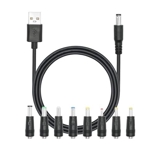 Maixbomr USB to DC 5.5 x 2.1mm Power Cord 1M/3FT, 5V USB 2.0 A Male to DC 5521 Male Plug Cable with 8 DC Connector( 6.0 x 4.0, 6.3 x 3.0, 5.5 x 2.5, 5.5 x 2.1, 5.5 x 1.7, 4.7 x1.7, 4.0 x 1.7, 3.5 x 1.35) - Image 1