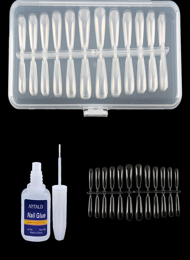 SYGA Transparent Almond Acrylic False Nails, 240pcs (Pack of 1) - Strong, Non Toxic, Full Well Tips - Image 1