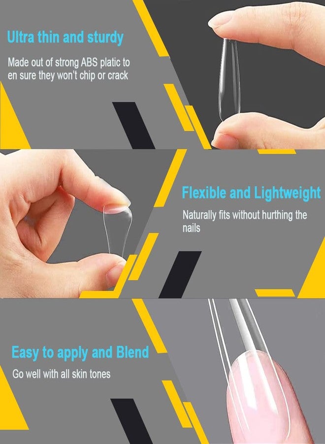 SYGA Transparent Almond Acrylic False Nails, 240pcs (Pack of 1) - Strong, Non Toxic, Full Well Tips - Image 5