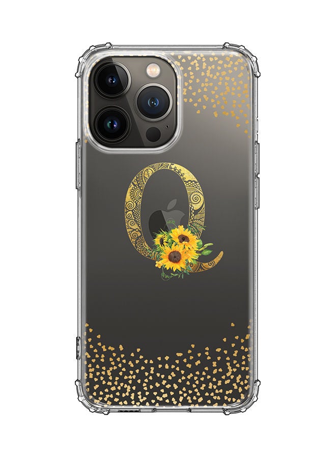 Stylizedd Monogram Design Classic Clear Cover for Apple iPhone 13 Pro Case Soft TPU Gel Thin Transparent Flexible Cover - Q - Image 1