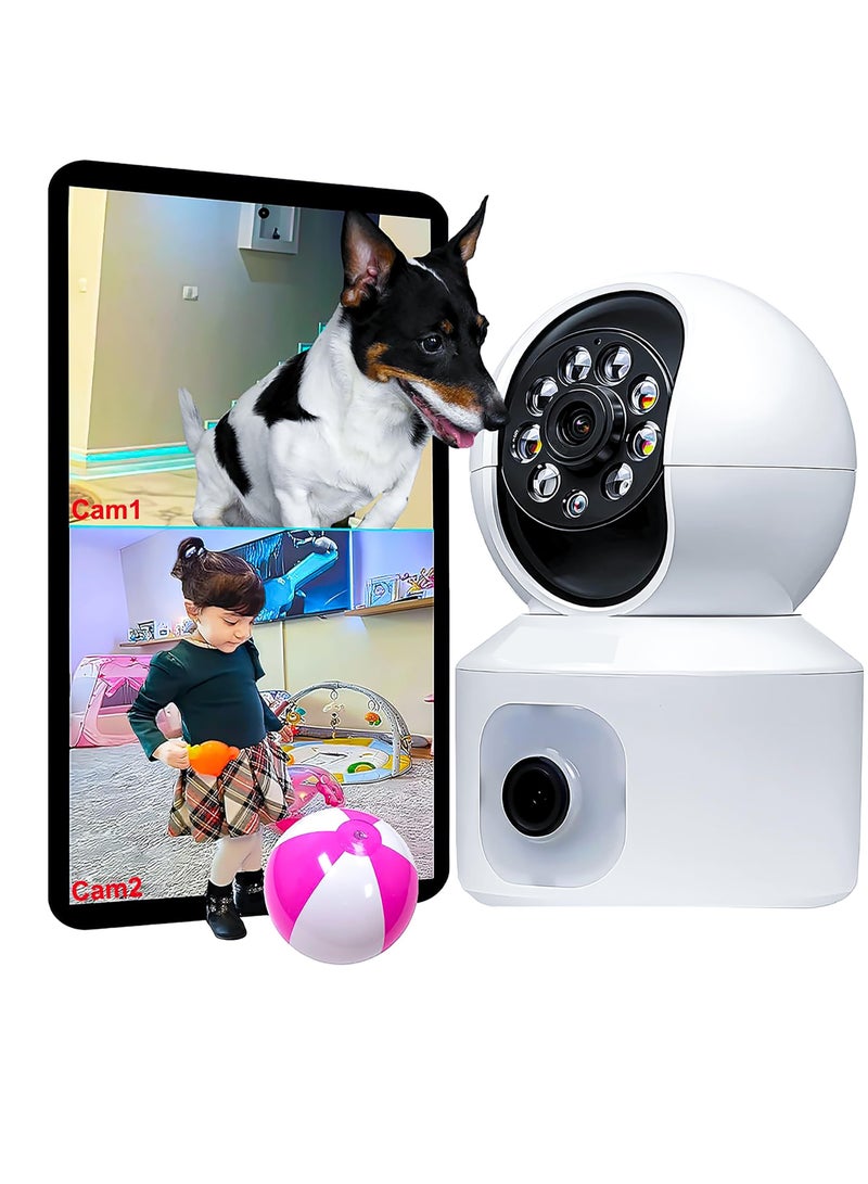 Excefore Indoor Camera, Dual Lens 2K 3MP Pet Camera, Home Security Camera, Baby Monitor, Dog Camera, blink indoor camera, Motion Detection, 2 Way Audio, Colour Night Vision, PTZ 360°, 2.4ghz - Image 1