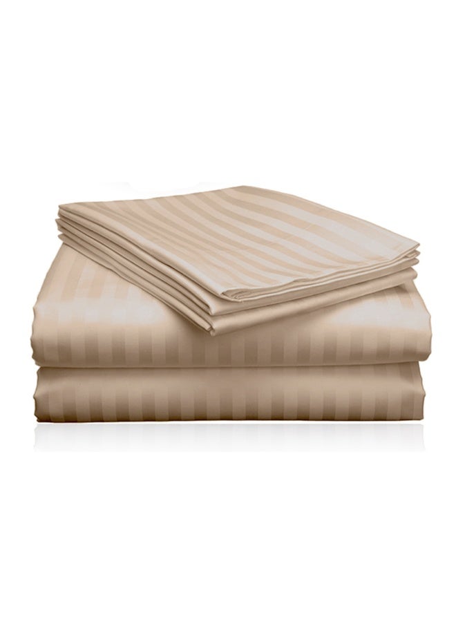 Eworld 3 Piece Super King Cream Striped Bed Sheet Set – Ultra-Soft Microfiber Striped Sheet & 2 Pillowcases, Breathable Luxury Bedding for Home & Hotel Use - Image 5