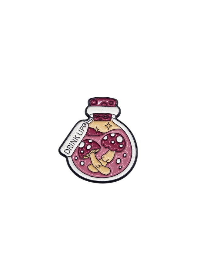 Kipfy Drink Up Mushroom Potion Bottle Metal Sticker for Car, Laptop, Water Bottle, Mobile Phone & Notebook | Self-Adhesive - Image 1