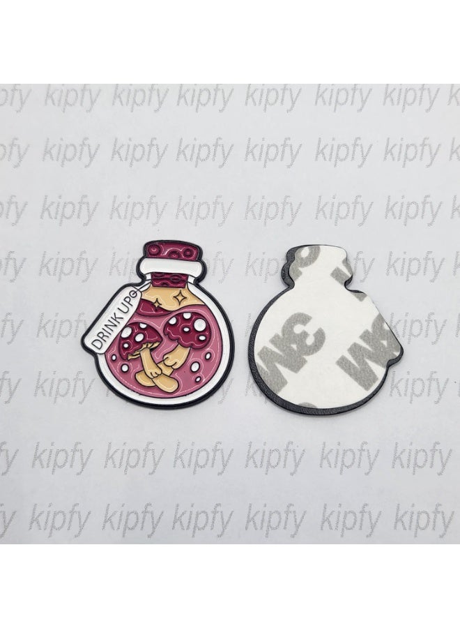 Kipfy Drink Up Mushroom Potion Bottle Metal Sticker for Car, Laptop, Water Bottle, Mobile Phone & Notebook | Self-Adhesive - Image 2